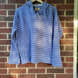 Woolrich Blue and Purple Striped Hoodie Sweatshirt Size XL Women's